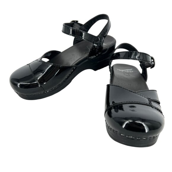 Dansko Maeve Patent Leather Closed Toe Black Sandals Womens Size 37 US 7 - Picture 6 of 13